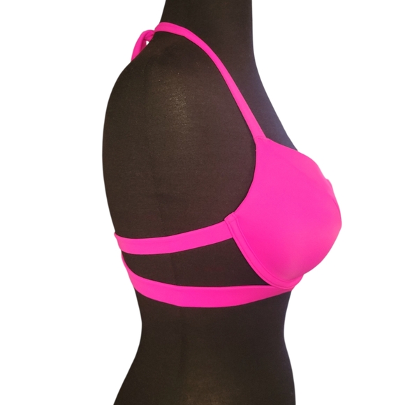 Victoria’s Secret The Hottie Halter Push-Up Bikini Top 34C Hot Pink Swim Resort - Picture 2 of 9